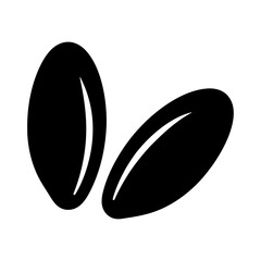 Simple black and white illustration of two almond nuts or seeds