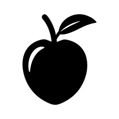 A Simple Black Silhouette of an Apple with a Leaf