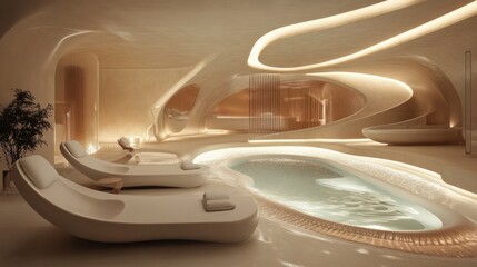 Fototapeta premium Serene Spa Interior Design: Luxurious Relaxation Oasis