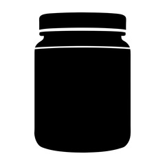 A simple black silhouette of a jar or container with a lid