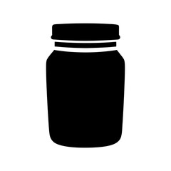 A Simple Black Silhouette of a Glass Jar with a Lid