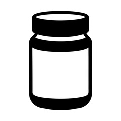 A Simple Black and White Illustration of a Short Wide Jar or Container with a Lid