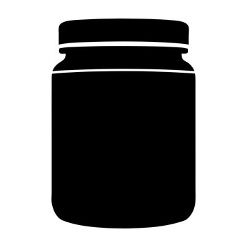 recommend clip art: A simple black silhouette of a jar or container with a lid