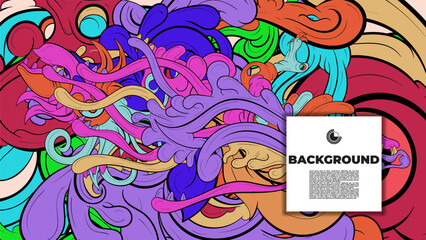 Playful Cartoon Monster Character with Tentacles, Eyes, Feathers, and Leaves &ndash; Fun Fantasy Wallpaper Design