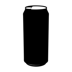 Black Silhouette of an Aluminum Beverage Can Isolated on White Background