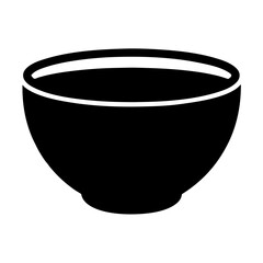 A simple black and white illustration of a bowl a food dish or a container
