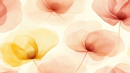 Seamless Floral Pattern with Soft Watercolor Blooms  