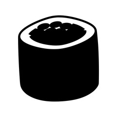 Black and White Silhouette of a Single Piece of Sushi