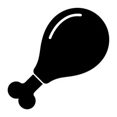 Simple Black and White Chicken Leg Icon Graphic Design Illustration