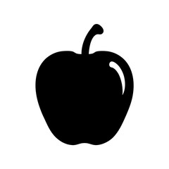 A simple black silhouette of an apple fruit icon graphic design illustration image