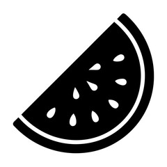 A Simple Black and White Illustration of a Watermelon Slice