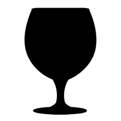 A Black Silhouette of a Stemmed Wine Glass for Drinks and Beverages