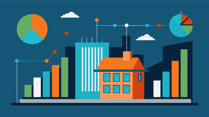 Fototapeta premium A graph displaying the predicted energy usage of a building based on data simulations of various design elements.. Vector illustration
