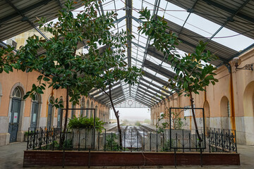 Deteriorating building of the old railway terminal station in the city of Barreiro-Portugal. 