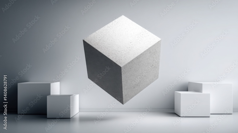 Poster diverse array of cubes displaying various sizes and shapes in a captivating artistic composition of 