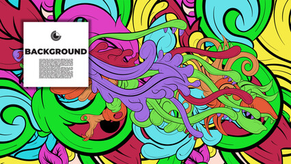 Playful Cartoon Monster Character with Tentacles, Eyes, Feathers, and Leaves &ndash; Fun Fantasy Wallpaper Design