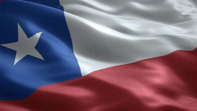 flag of Chile waving in the wind close up looping video