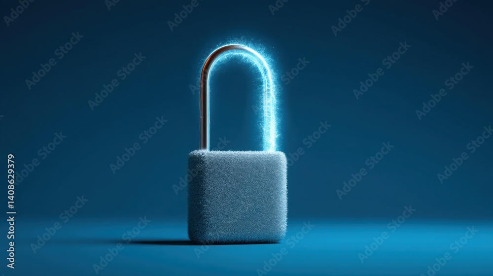Poster elegant padlock representing security and trust with a clean design set against a softly lit backgro