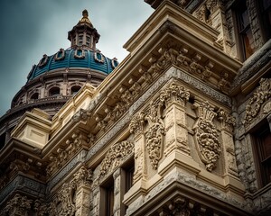 Fototapeta premium Close-up of the US Capitol building dome at sunset - Close-up Texture Architecture Architectural