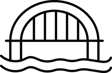 Arch bridge over water icon illustration for urban and civil engineering design