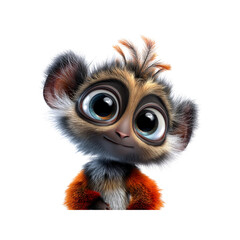 Adorable 3D Rendered Cartoon Monkey with Big Eyes