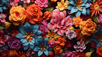 Fototapeta premium flowers in multi colors from a garden background poster decorative painting 
