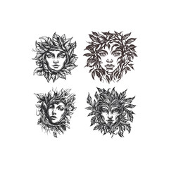 Fototapeta premium Leaf face nature design vector template illustration
