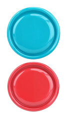 Abstract 3D Illustration Of Blue And Red Buttons On Transparent Isolated Background