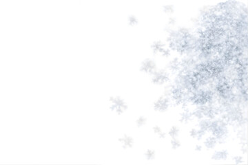 Abstract 3D Illustration of Falling Snowflakes Against a Transparent Background