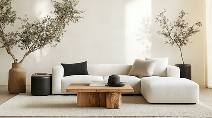 Modern living room with cozy furniture.