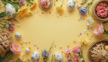 Spring Easter Egg Hunt: Pastel Flowers & Decorated Eggs