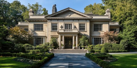 A large house with a large front porch and a large yard