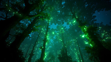 Enchanted Forest with Glowing Lights