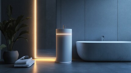 Serene Modern Bathroom Design: Minimalist Elegance with Ambient Lighting