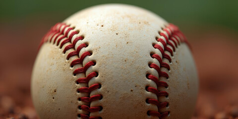 Close-up AI render of baseball with realistic leather texture and stitching. Ideal for sports visuals, branding, or editorial use.