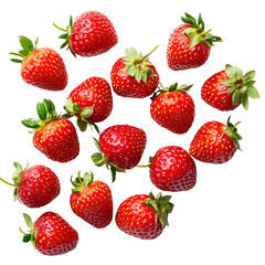 Fresh Red Strawberries Isolated on Black Background,
