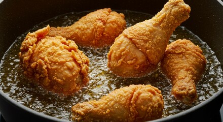 Crispy Fried Chicken Drumsticks in Hot Oil