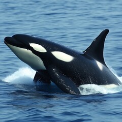 Fototapeta premium Orca leaping in ocean waters