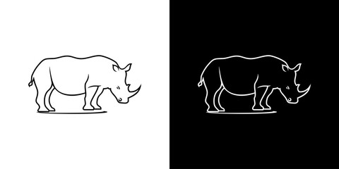 Rhino line outline graphic rhinoceros wildlife vector design