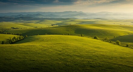 Obraz premium Serene Rolling Hills Landscape at Sunset