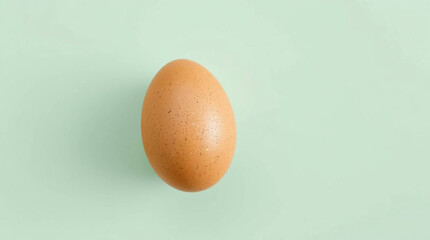 A single egg on a pastel mint green background.