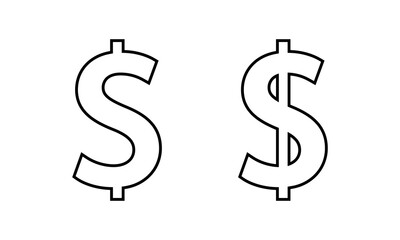 Dollar, money outline icon. USD currency sign symbol
