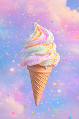 Floating Ice Cream Dream: A Whimsical Journey into Sweet Nostalgia and Childhood Imagination