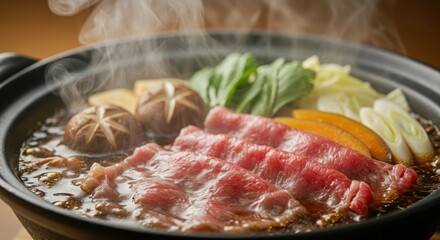 Fototapeta premium Sukiyaki: A Japanese Hot Pot Delight