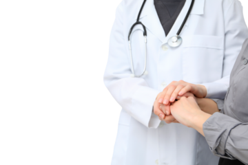 Healthcare professionals engage in supportive interaction today, isolated on white