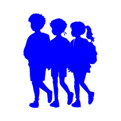 blue school  children walking