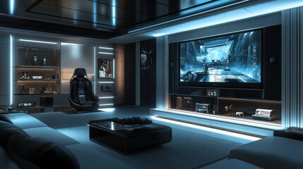Futuristic Home Theater Design: Immersive Gaming and Entertainment Space
