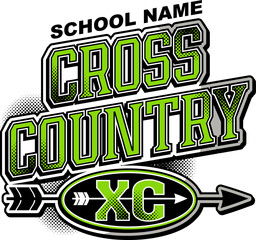 cross country team design with arrow for school, college or league sports