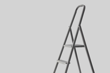 Metal stepladder on light background