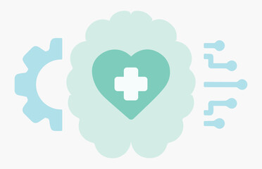 Medicine, therapy, treatment, mind. World Mental Health Day, brain, human, heart, healthy. Network, gear, connection, emotions. Banner, poster, social media, website